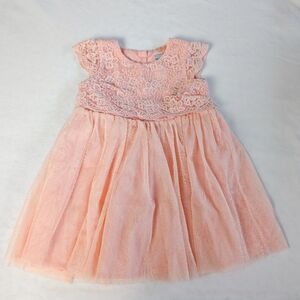 4/$15 18-24M George Sparkle and Lace Tulle Dress Shirt Sleeve Wedding Peach Pink